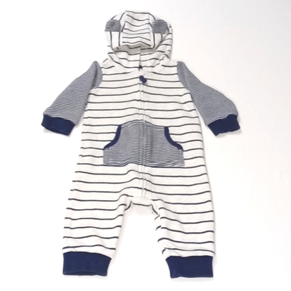 Carter's blue and white striped Onesie US 6 Month